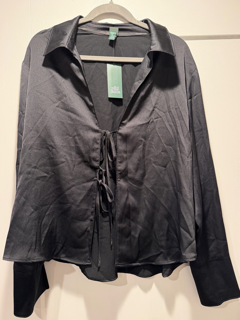 wild fable Black Tie-Front Collared Blazer